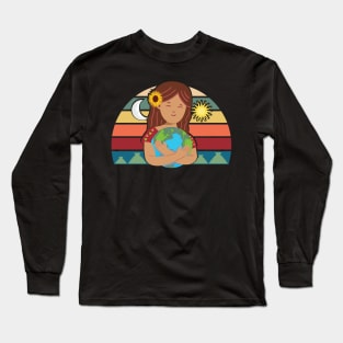 Pachamama Earth Mother Incan God Sunflower Spiritual Environmentalist Long Sleeve T-Shirt